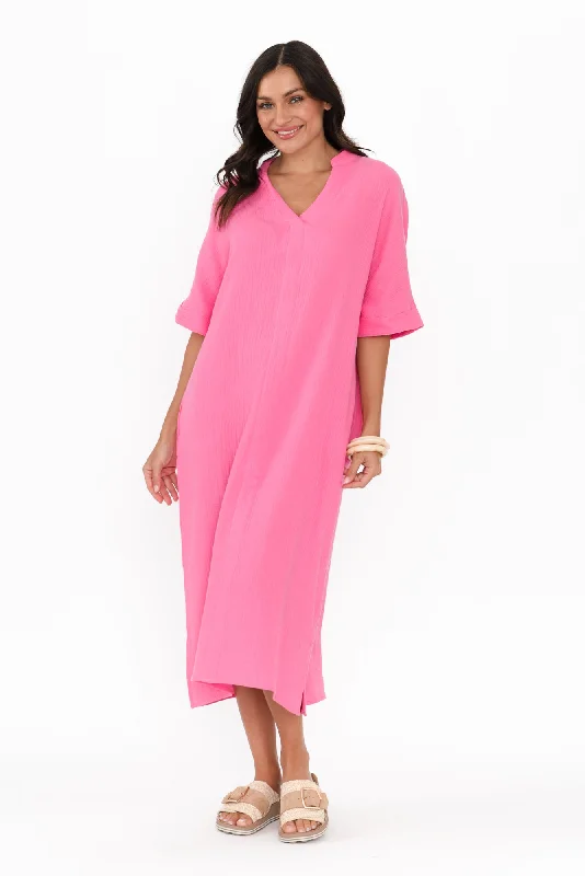 Juniper Pink Cotton Cheesecloth Dress