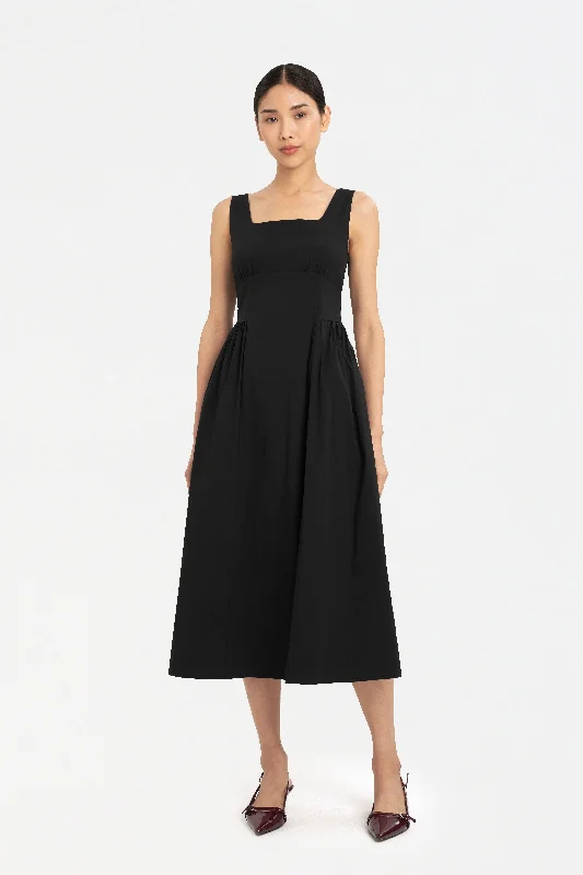 Katie Fit and Flare Dress in Anthracite Black