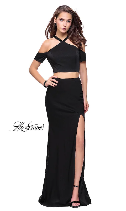 Two-Piece Cold-Shoulder Prom Dress by La Femme