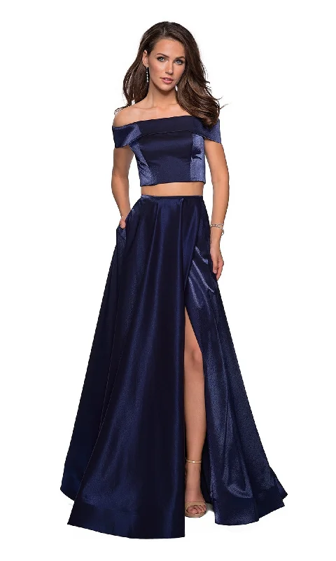 La Femme A-Line Two-Piece Satin Prom Dress 26919