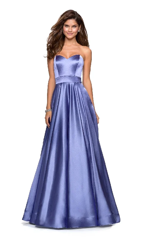 La Femme Strapless A-Line Satin Prom Dress 27506