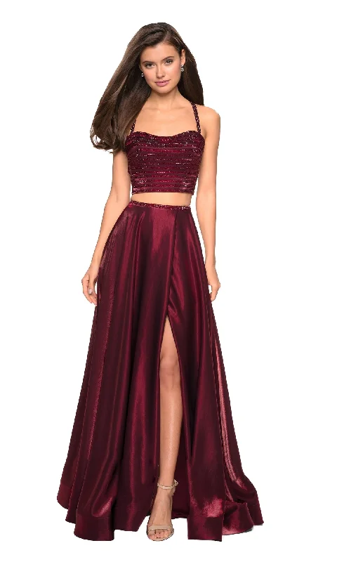 La Femme Open-Back Two-Piece Prom Dress 27607