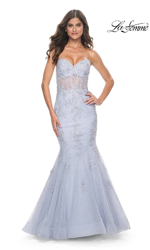 La Femme Periwinkle Strapless Prom Dress 32214