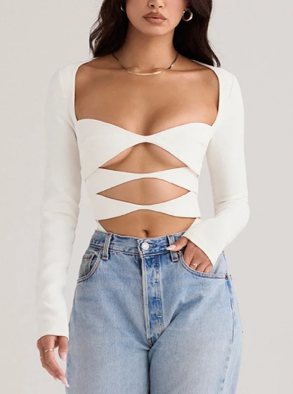 LIELA WHITE CUTOUT BODYSUIT