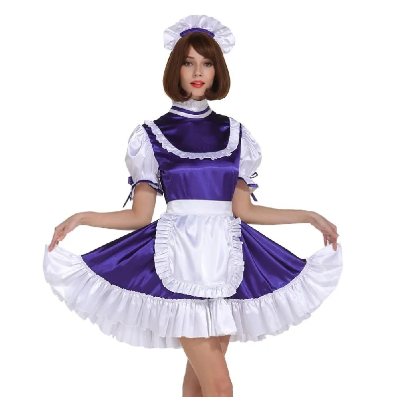 Lockable Purple Sissy Maid Dress