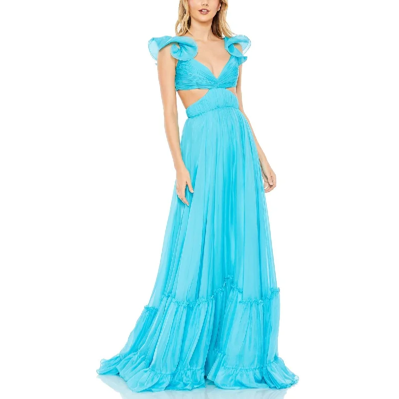 Mac Duggal Womens Chiffon Cut-Out Evening Dress