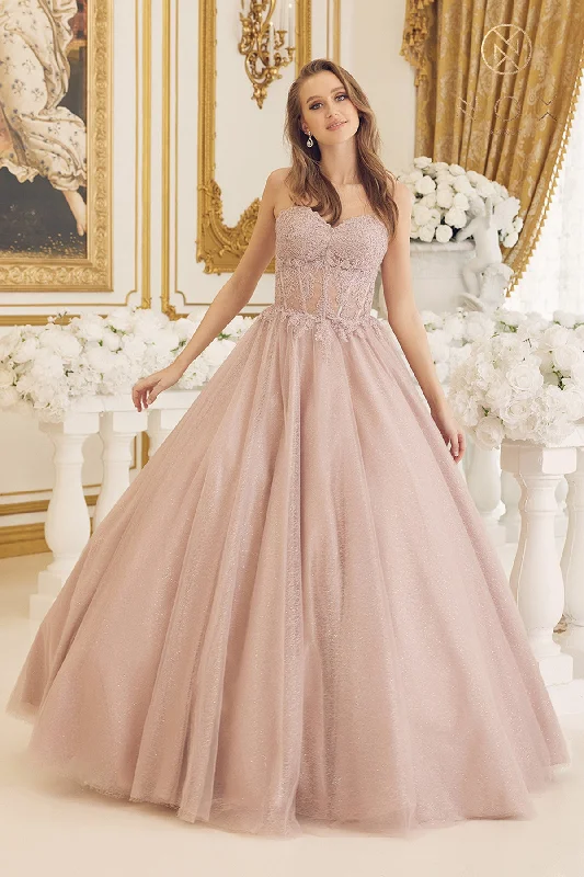 Nox Anabel -Cu1102 Applique Strapless Ball Gown