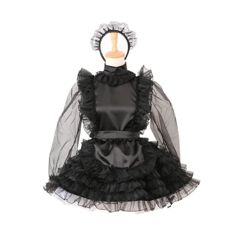 Organza Lockable Sissy Maid Dres