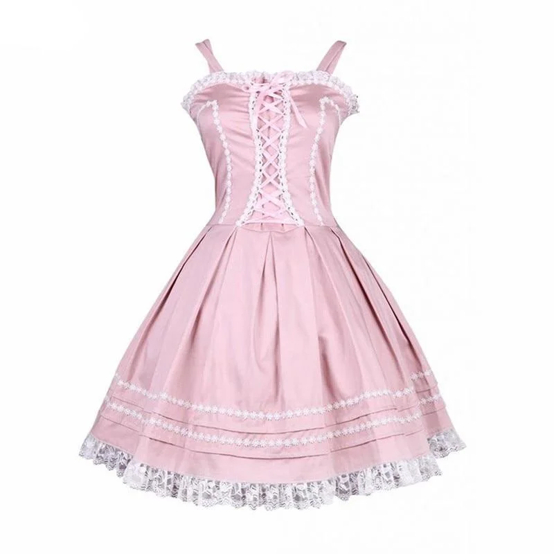 Pink Cotton Sleeveless Lolita Dress