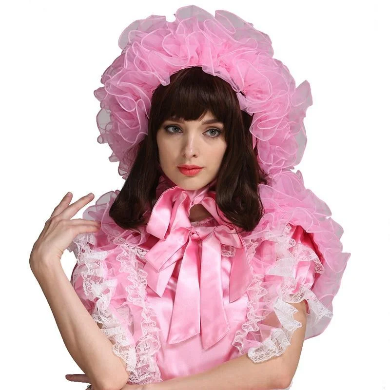 Pink Organza Bonnet With Cape