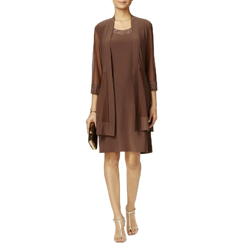 R&M Richards Womens 2PC Shimmer Dress With Cardigan Gothic unclassified dresses