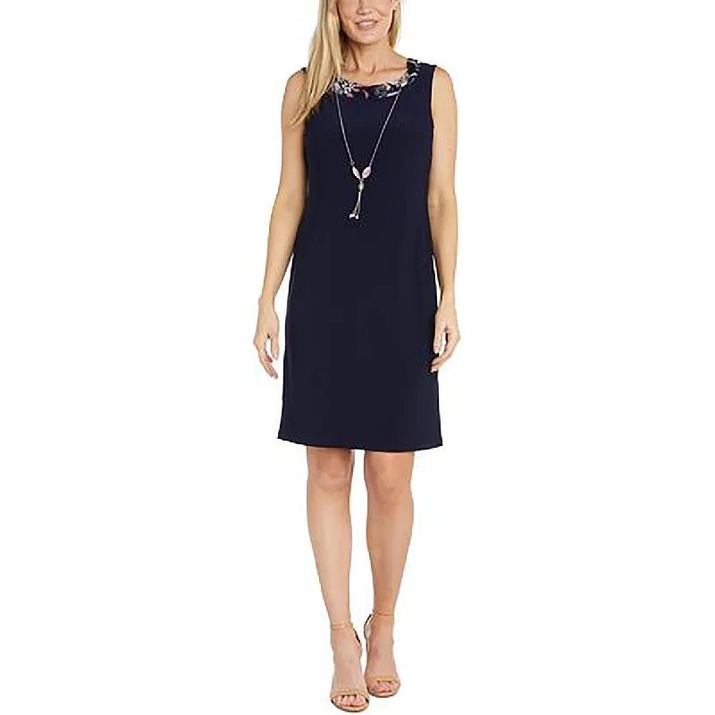 R&M Richards Womens Petites Knit Sleeveless Sheath Dress