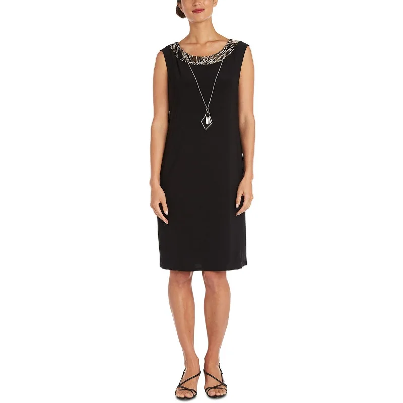 R&M Richards Womens Petites Sleeveless Knee-Length Shift Dress