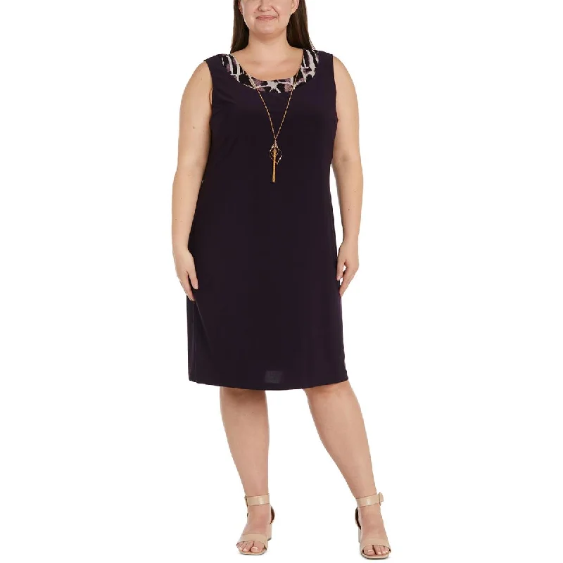 R&M Richards Womens Plus Contrast Trim  Sheath Dress