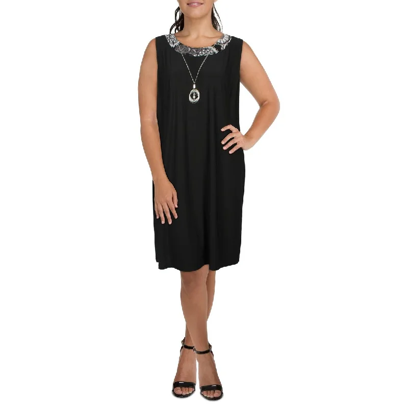 R&M Richards Womens Plus Sleeveless Knee-Length Shift Dress