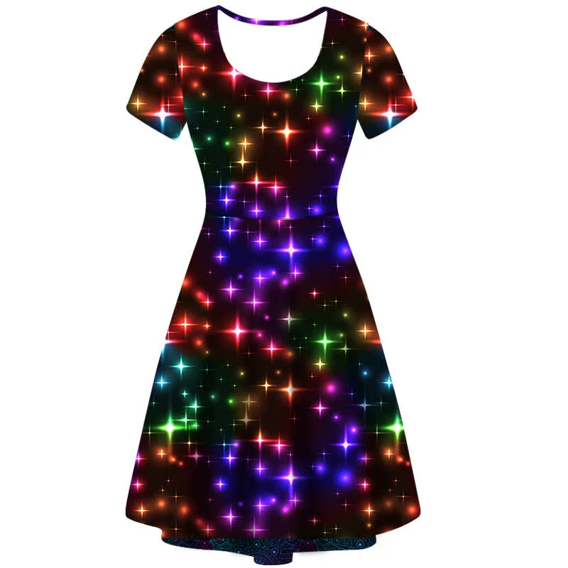 Rainbow Sparkle Vintage Skater Dress