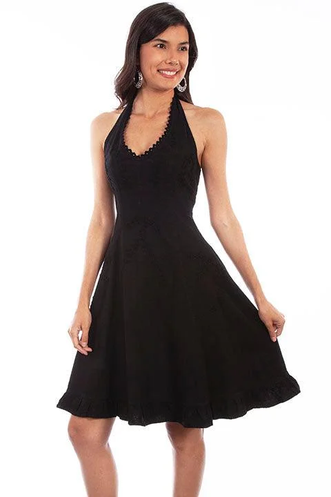 Scully BLACK HALTER DRESS PERUVIAN COTTON