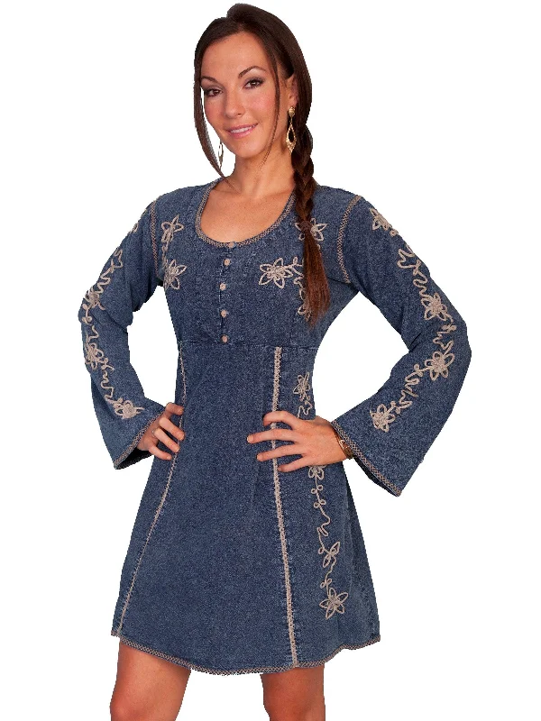 Scully DARK BLUE CONTRAST SOUTACHE L/S DRESS