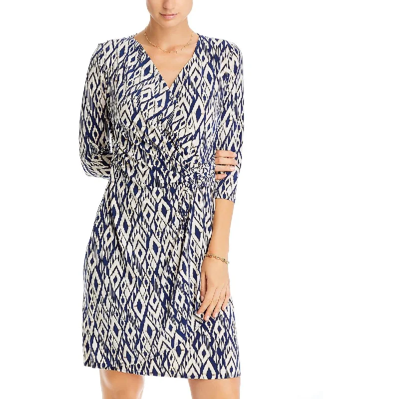 Tommy Bahama Womens Clara Gathered Knee Length Wrap Dress