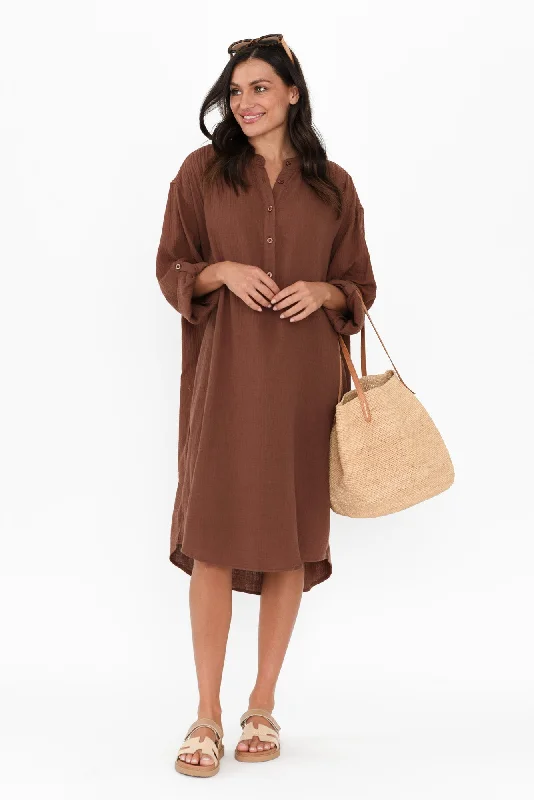 Tropez Mocha Cotton Cheesecloth Kaftan