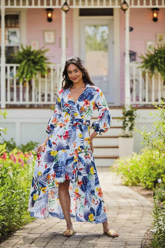 Tropical Print High-Low Dress