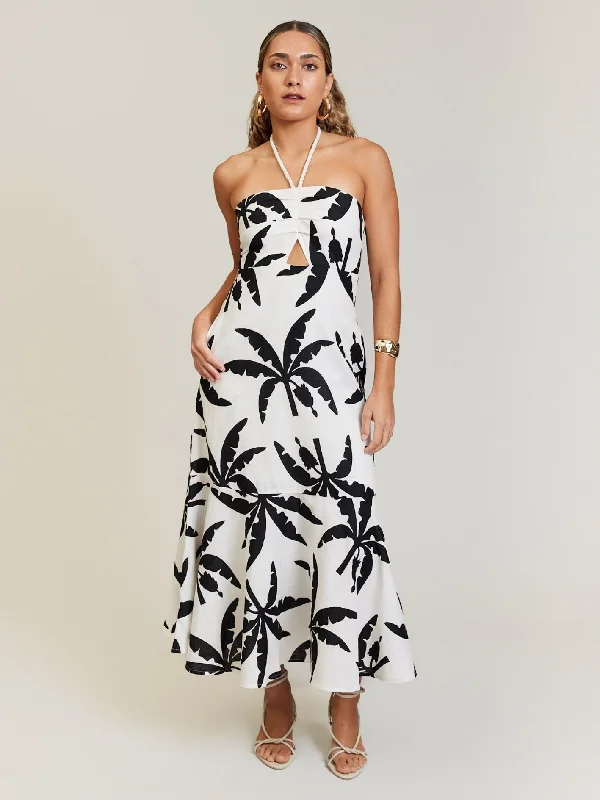 TROPICALE HALTER DRESS ONYX