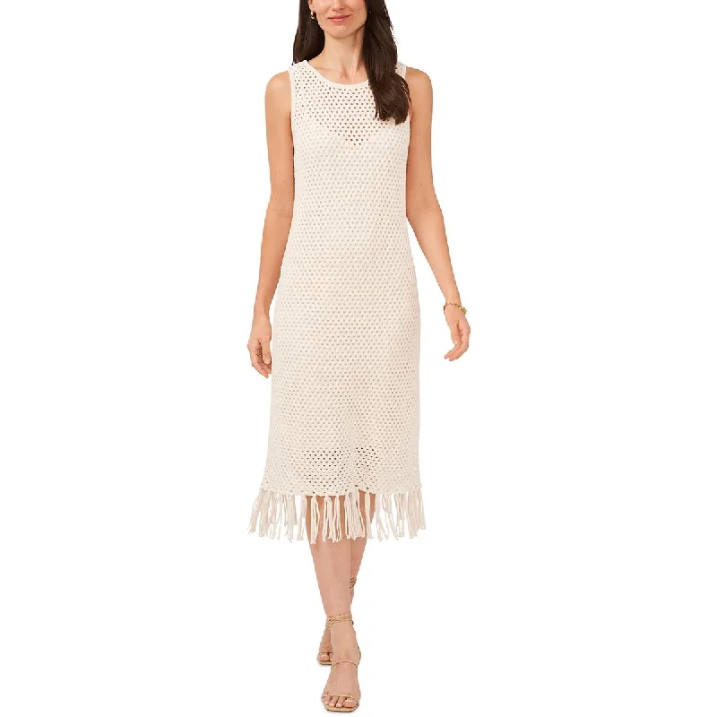 Vince Camuto Womens Island Oasis Fringe Knit Shift Dress