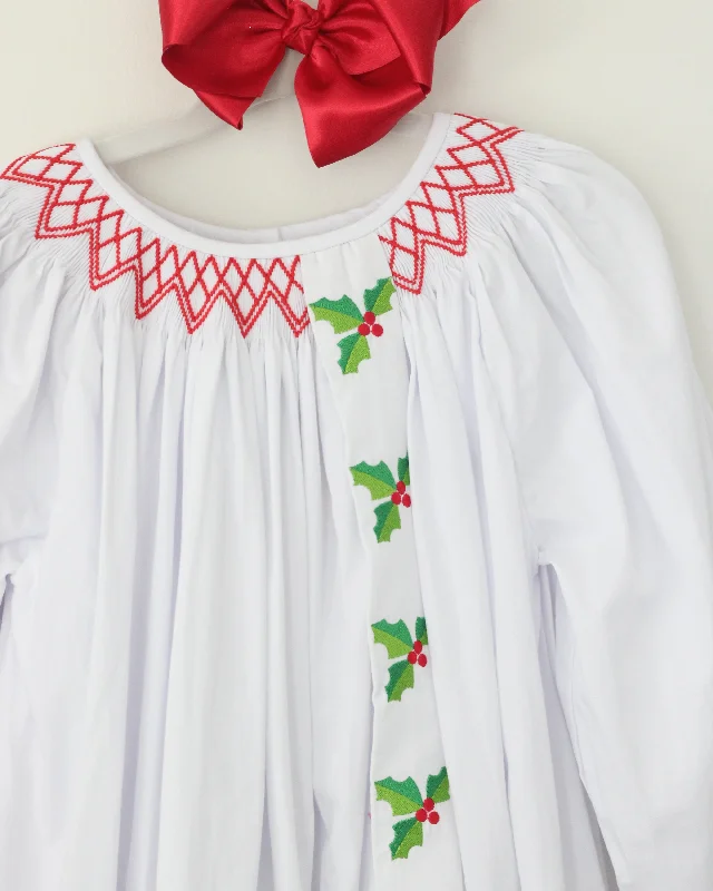 WHITE SMOCKED HOLLY DRESS