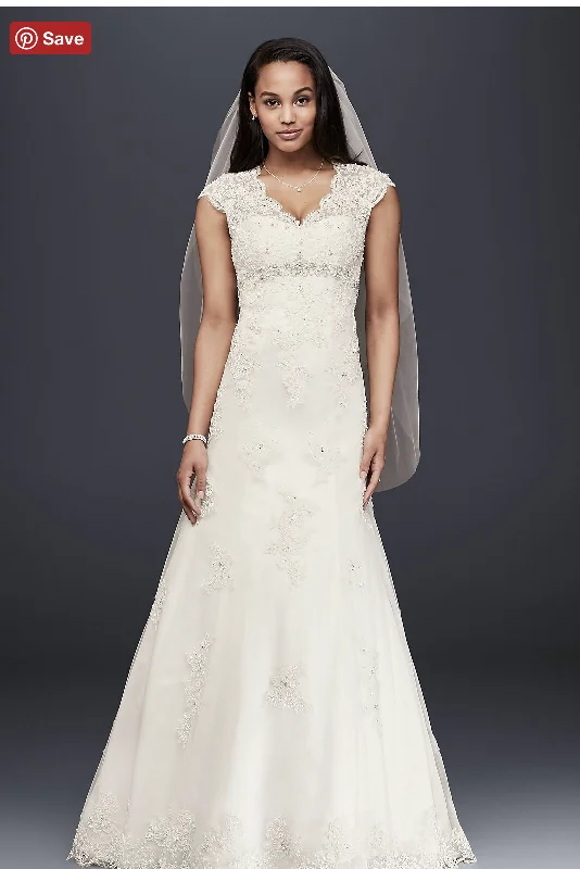 David's Bridal Lace Over Satin