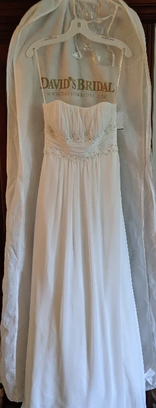 David's Bridal Soft Chiffon Wedding Dress with Beaded Lace Detail V9743