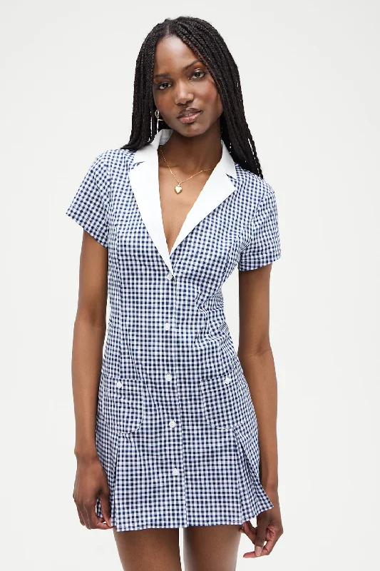 Garden Gingham Mini Dress - Seaside Gingham