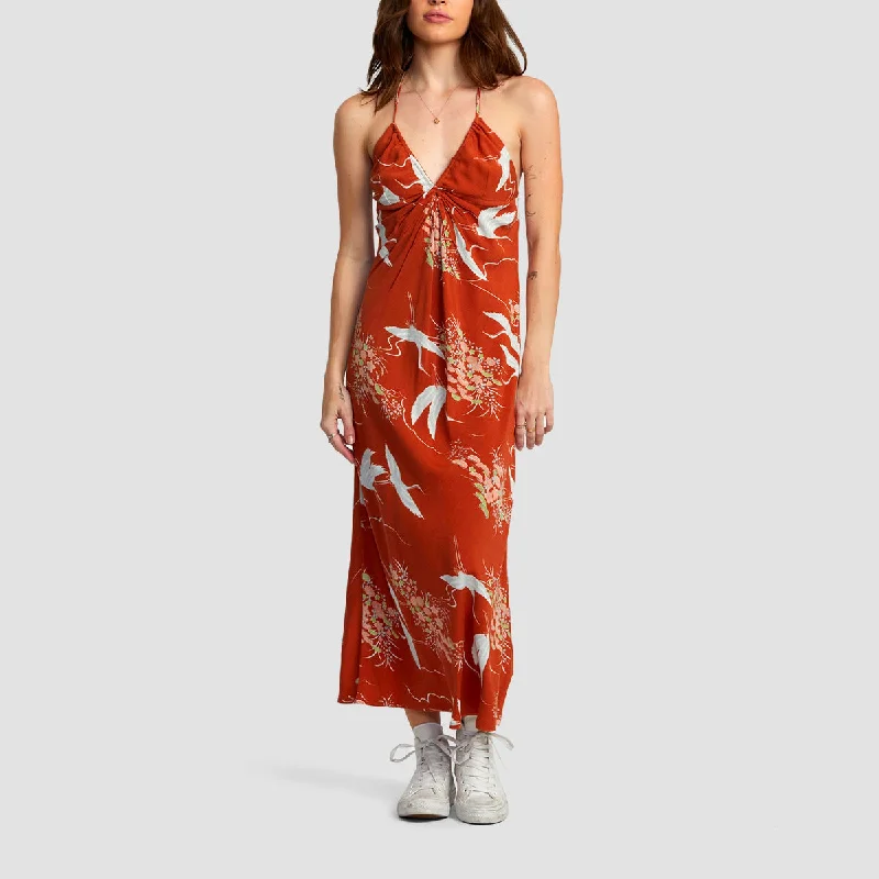 RVCA Billy Midi Dress Sandlewood - Womens