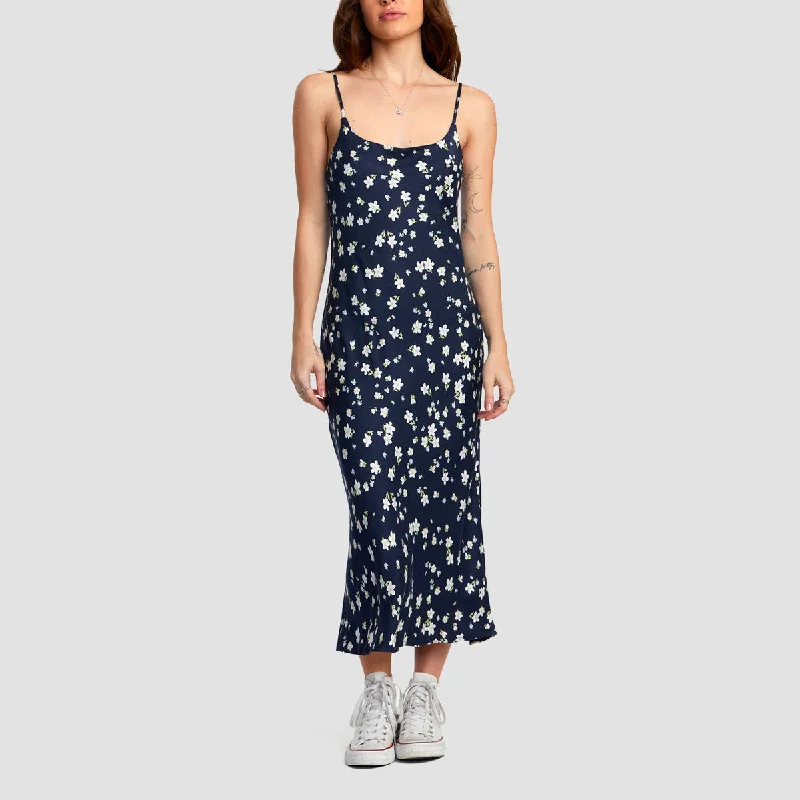 RVCA Maiden Midi Dress Moody Blue - Womens